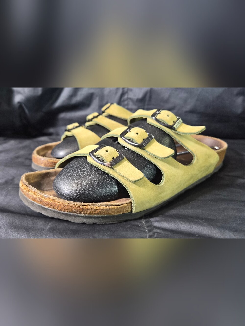 Women's Birkenstock Florida 3-Strap "Olive " Slide Sandals Sz. 7-7.5 (38)